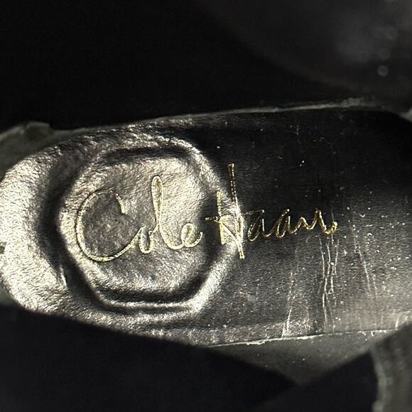 Cole Haan Whitley Black Riding Tall Boot Sz 6.5 Leather & Stretchy Suede Pull-On - Picture 5 of 16